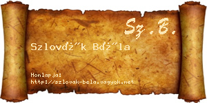 Szlovák Béla névjegykártya