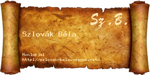 Szlovák Béla névjegykártya